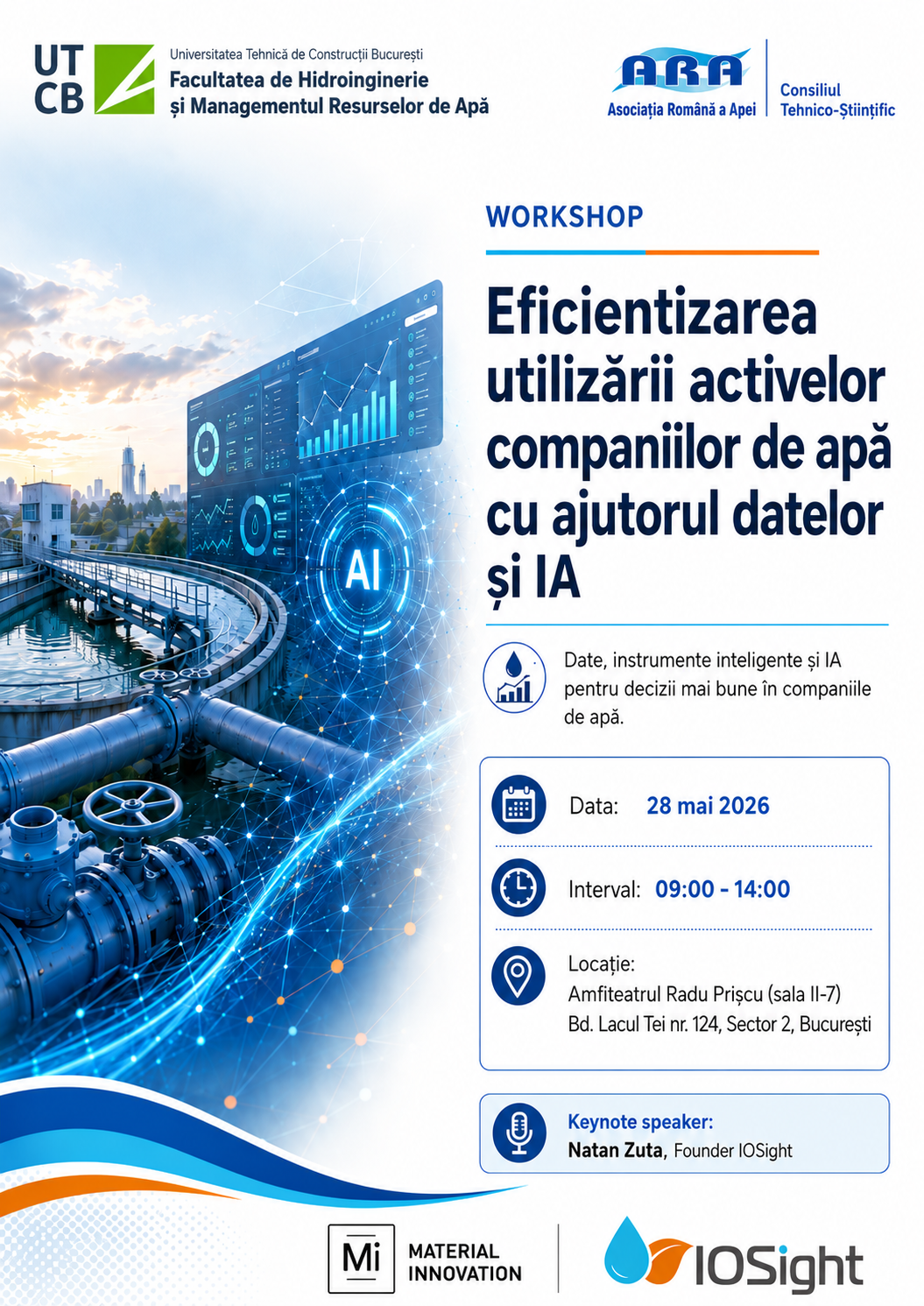Poster Workshop ARA-UTCB-IOSight Eficientizarea utilizării activelor companiilor de apă